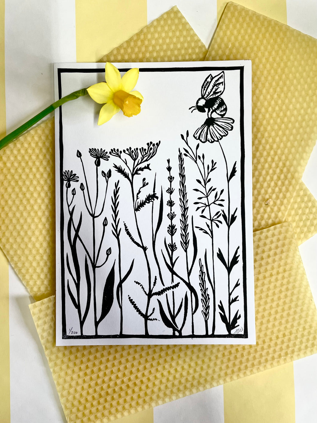 Bee in the meadow print